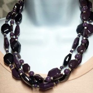 NEW Premier Designs Purple 3 Strand Bead Necklace